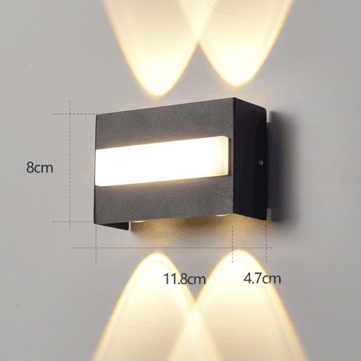 Outdoor 2-head Waterproof LED Wall Lamp Emitting Light Up And Down For Bedroom Courtyard Corridor